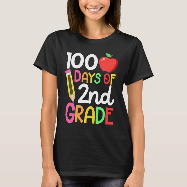 T-shirt 100 Days Of Second 2nd Grade Teacher 100th Day Of  (Devant)