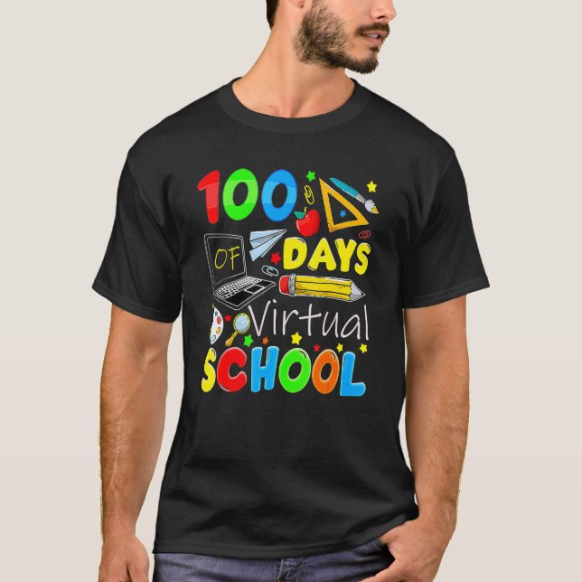 T-shirt 100 Days Of Virtual School Funny 100th Day Of Scho (Devant)