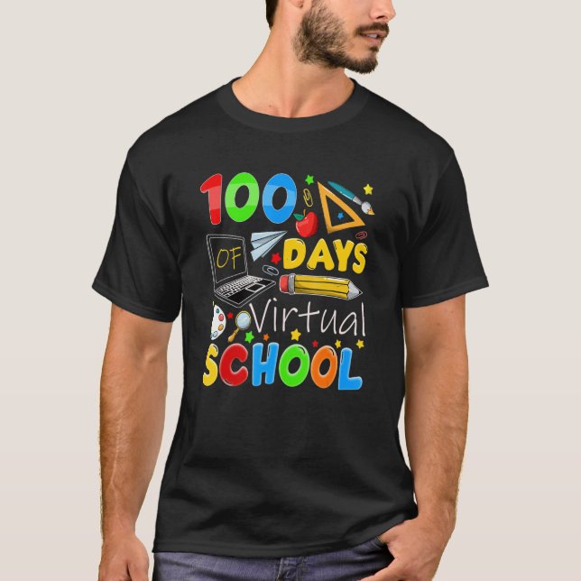 T-shirt 100 Days Of Virtual School Funny 100th Day Of Scho (Devant)