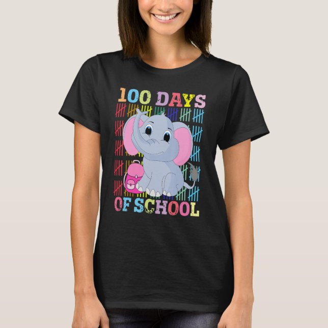 T-shirt 100 Days Smarter Cute Elephant Animal 100 Days Of  (Devant)