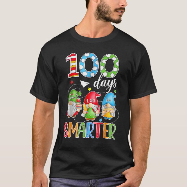 T-shirt 100 Days Smarter Gnomes Cute Happy 100th Day Of Sc (Devant)
