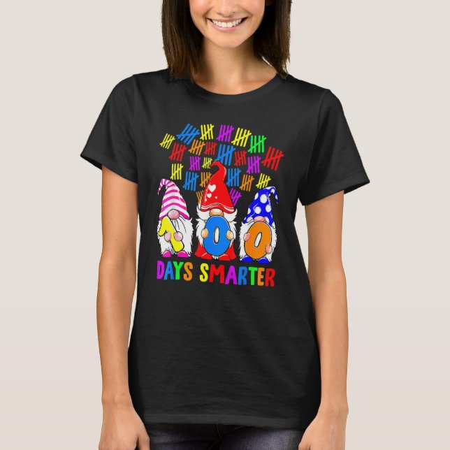 T-shirt 100 Days Smarter Gnomes Cute Happy 100th Day Of Sc (Devant)