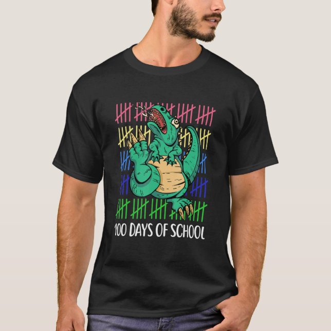T-shirt 100 Days Smarter Happy 100th Day of School Dinosau (Devant)
