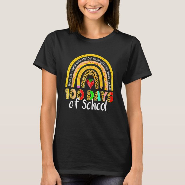 T-shirt 100 Days Smarter Happy 100th Day Of School Rainbow (Devant)