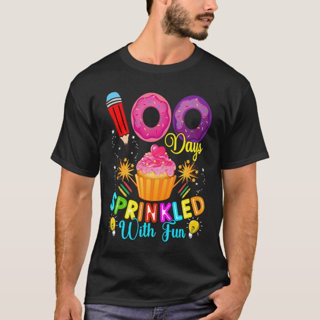 T-shirt 100 Days Sprinkled With Fun Cupcake 100th Day Of S (Devant)