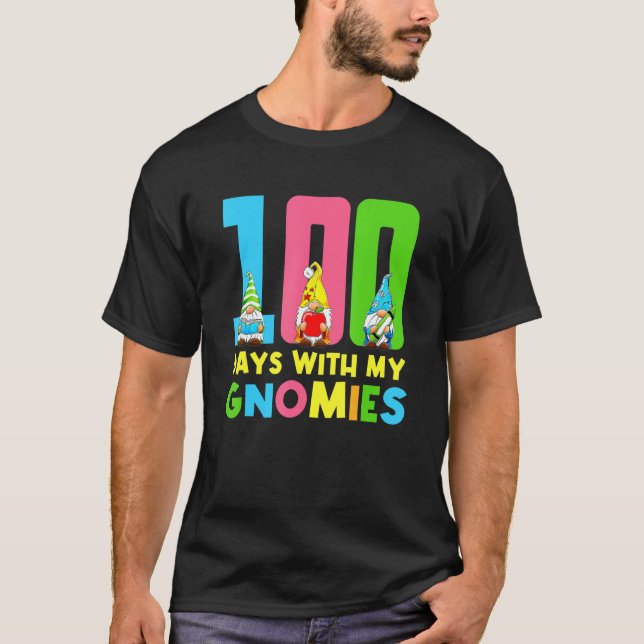 T-shirt 100 Jours Avec Mes Gnomies Enseignant Gnome (Devant)