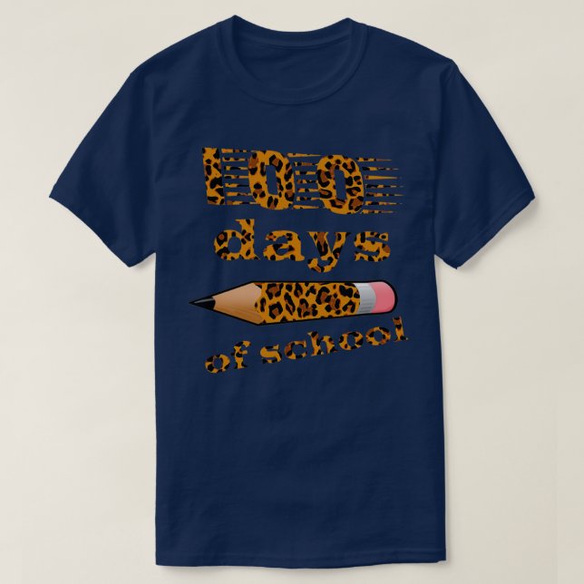 T-shirt 100 jours crayon 100 jours de l'école léopard colo (Design devant)