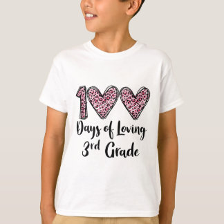 T-shirt 100 Jours d'amour 3e année Coeur léopard 100e D