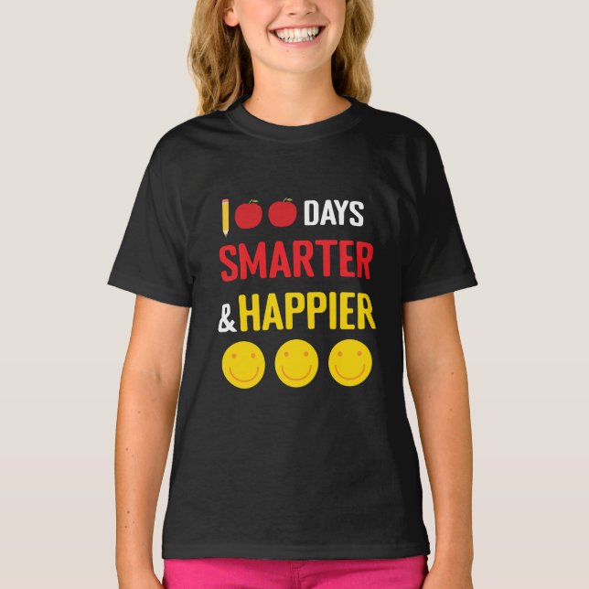 T-shirt 100 Jours de célébration de l'école Smarter Happie (Devant)