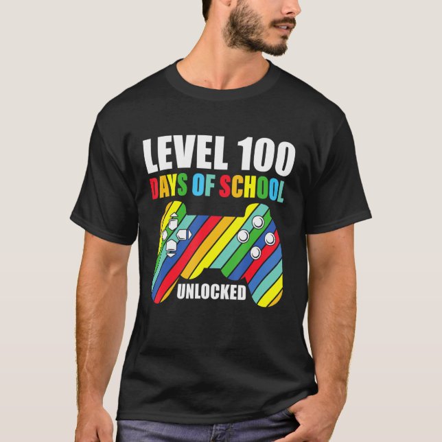 T-shirt 100 Jours De Contrôleur De Jeux Scolaires Niveau 1 (Devant)