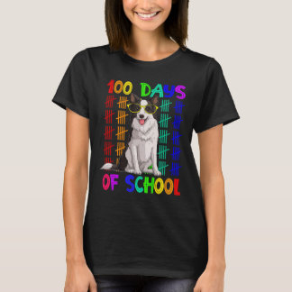 T-shirt 100 Jours De Frontière De L'École Collie Chien Por