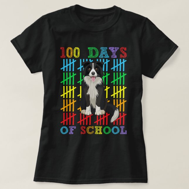 T-shirt 100 Jours de la frontière de l'école Collie Amoure (Design devant)