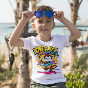 T-shirt 100 Jours de l'école Colorful Monkey Kids Design