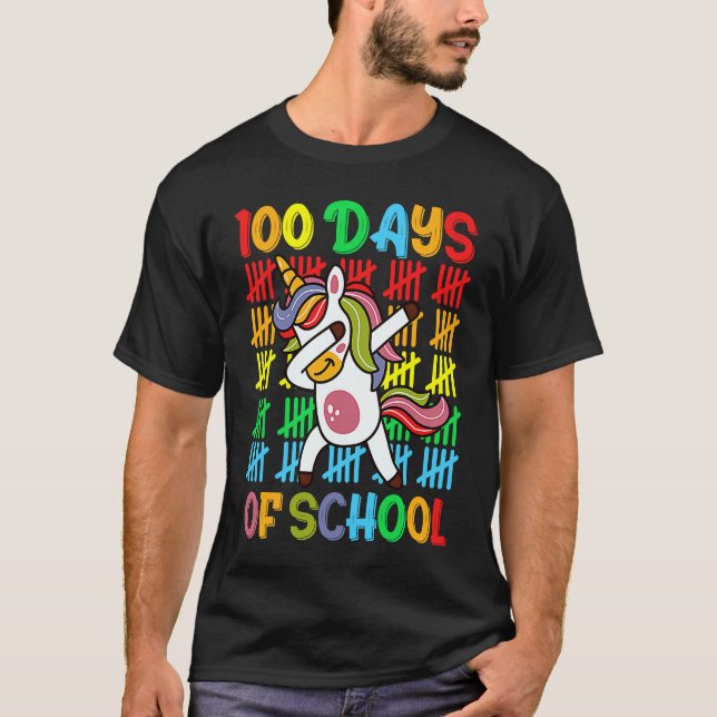 T-shirt 100 jours de l'école Magical Dabbing Unicorn (Devant)