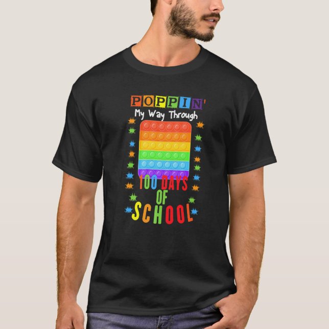 T-shirt 100 Jours De Popper Enseignant Enfants Garçons Fil (Devant)