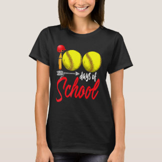 T-shirt 100 Jours De Softball Scolaire Enfants 100ème Jour