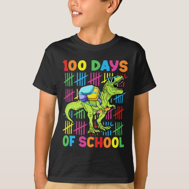 T-shirt 100 Jours D'École 100E Jour Dinosaure Garçons Enfa (Devant)