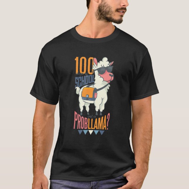 T-shirt 100 Jours D'École A Eu Un Problème Drôle Llama Par (Devant)