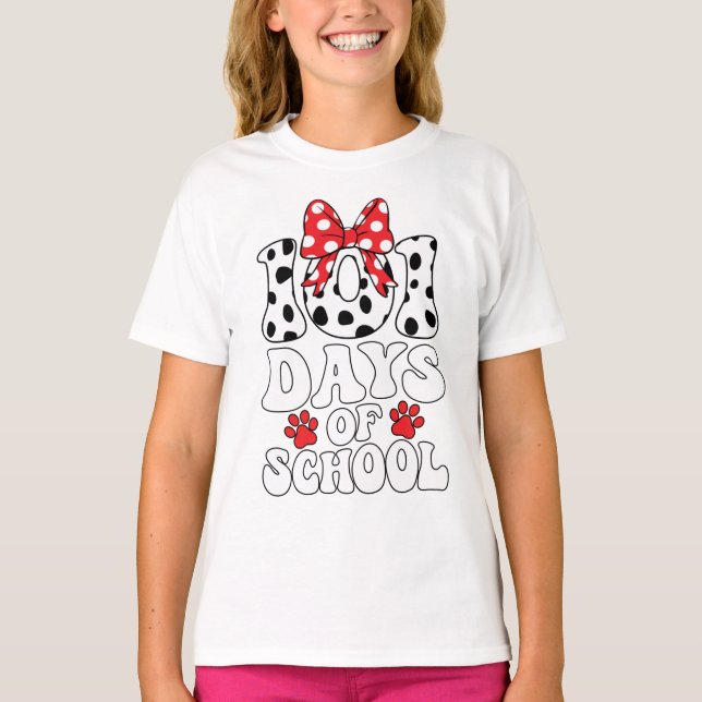 T-shirt 100 Jours D'École Chien Dalmatien 100 Jours Plus I (Devant)
