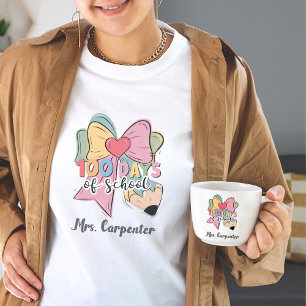 T-shirt 100 Jours D'École 🎀 Coquette Bow Enseignant Perso