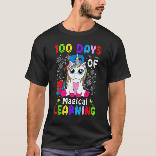 T-shirt 100 jours d'école d'apprentissage magique Plus int (Devant)