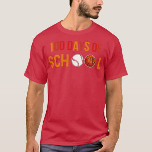 T-shirt 100 jours d'école de baseball de baseball étudiant
