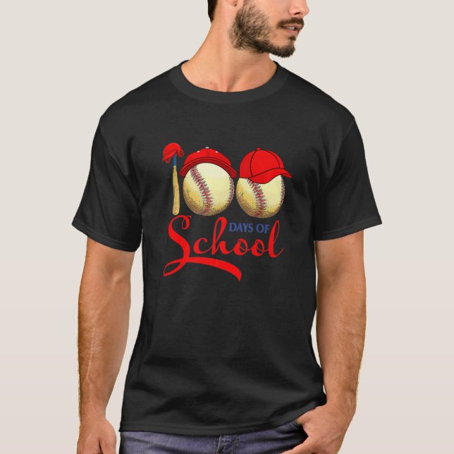 T-shirt 100 Jours D'École De Baseball Enseignant Garçon Fi (Devant)