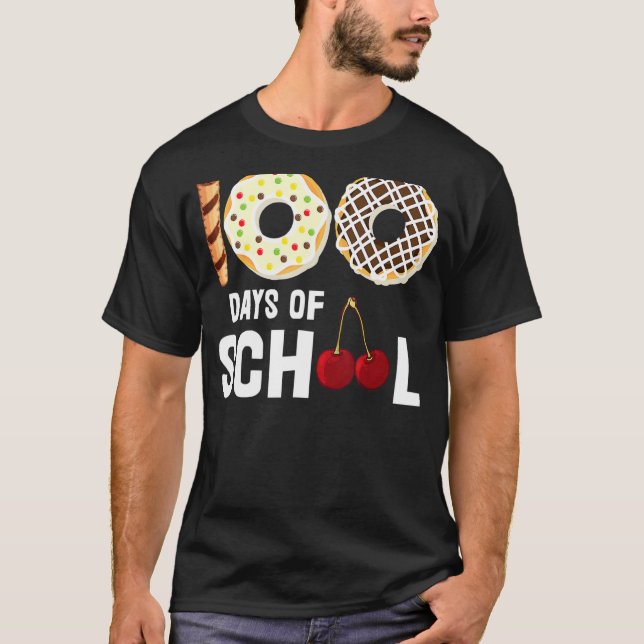 T-shirt 100 Jours D'École Donut Cherry Enseignant Étudiant (Devant)