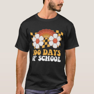 T-shirt 100 Jours D'école Fleur Arc-en-ciel Groovy Rétro