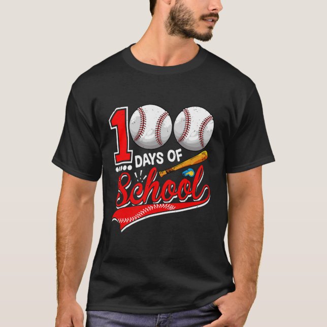 T-shirt 100 Jours D'École Joyeux 100E Jour De Base-Ball En (Devant)