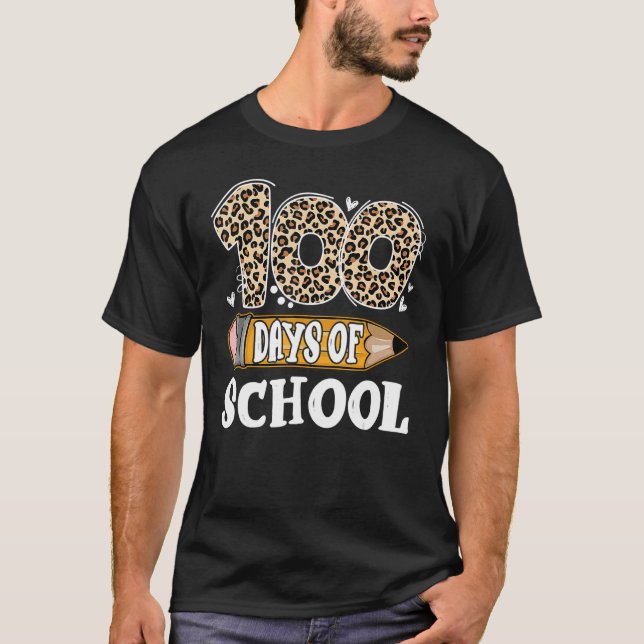 T-shirt 100 Jours D'École Leopard Joyeux 100E Jour De Scho (Devant)