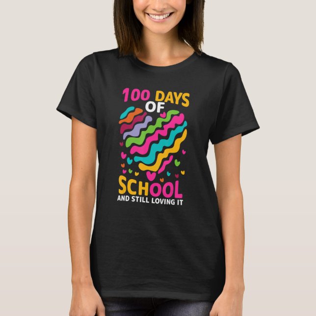 T-shirt 100 Jours d'école mignonne et toujours aimer Coeur (Devant)