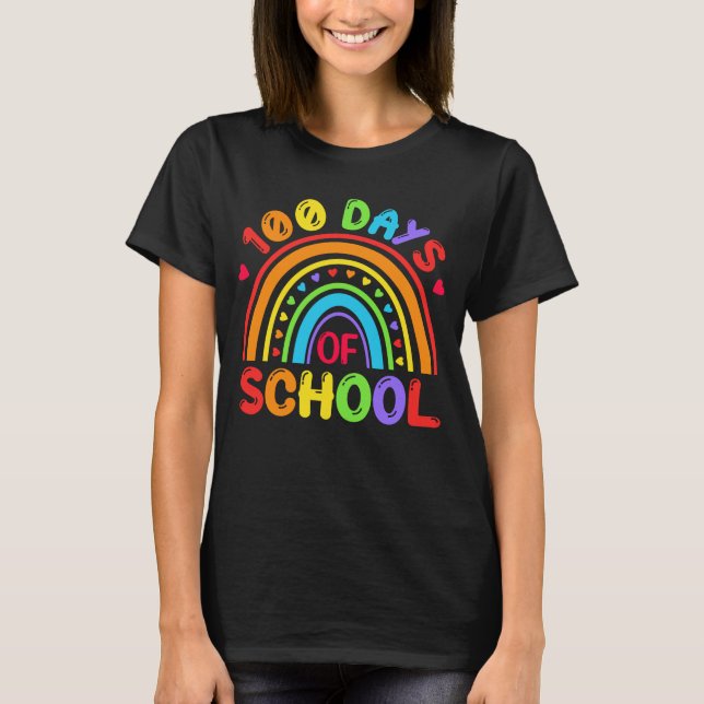 T-shirt 100 Jours d'école mignonne Etudiant Rainbow (Devant)