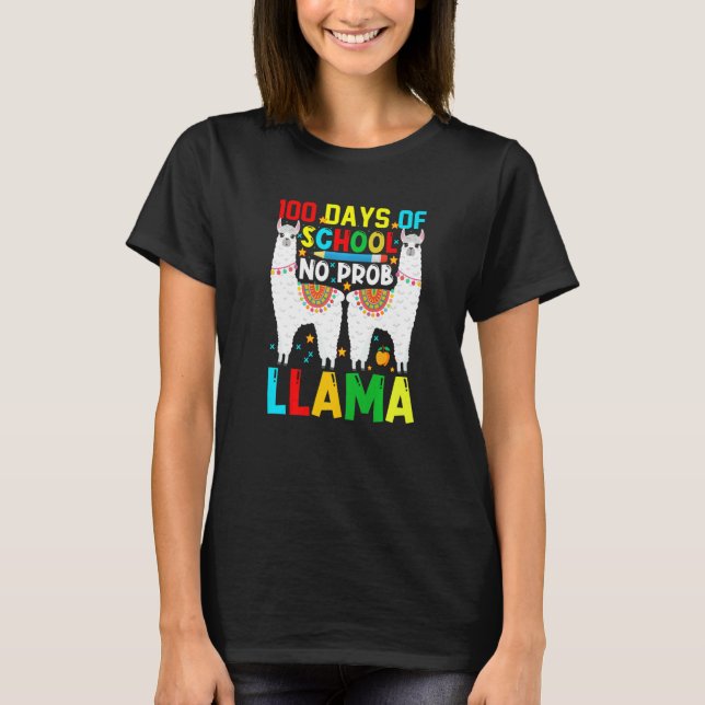T-shirt 100 jours d'école Pas de Prob-llama Llama Enseigna (Devant)