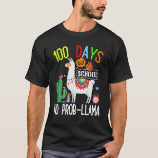 T-shirt 100 Jours D'école Pas De Problème Amateur De Lama