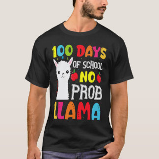 T-shirt 100 Jours D'école Pas De Problème Lama Lama Enseig