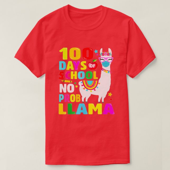 T-shirt 100 Jours d'école Pas de problème Llama FaceMask G (Design devant)