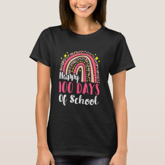 T-shirt 100 Jours D'école Professeur Léopard Arc-en-ciel 1