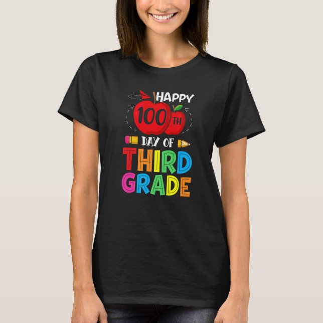 T-shirt 100 Jours d'Enseignant Filles Garçons 3e année (Devant)