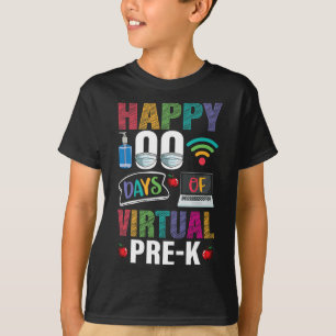 T-shirt 100 Jours D'Enseignant Virtuel Pré-Kids Étudiant