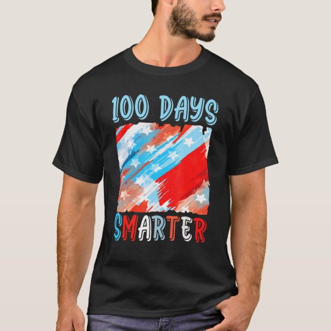T-shirt 100 Jours Drapeau américain plus intelligent Joyeu (Devant)