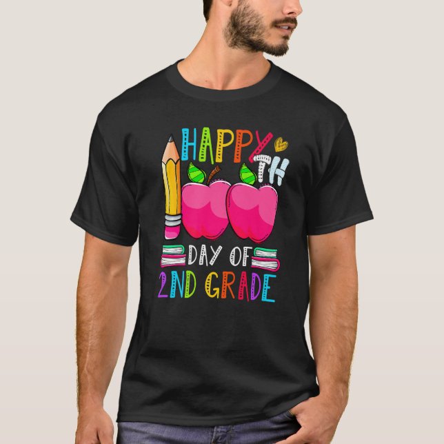 T-shirt 100 jours mignons de 2e année Joyeux 100e jour de  (Devant)