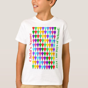 T-shirt 100 jours personnalisés d'ampoules lumineuses de l