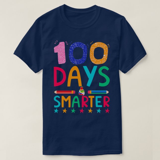 T-shirt 100 Jours Smarter Happy 100ème Jour De L'École Drô (Design devant)