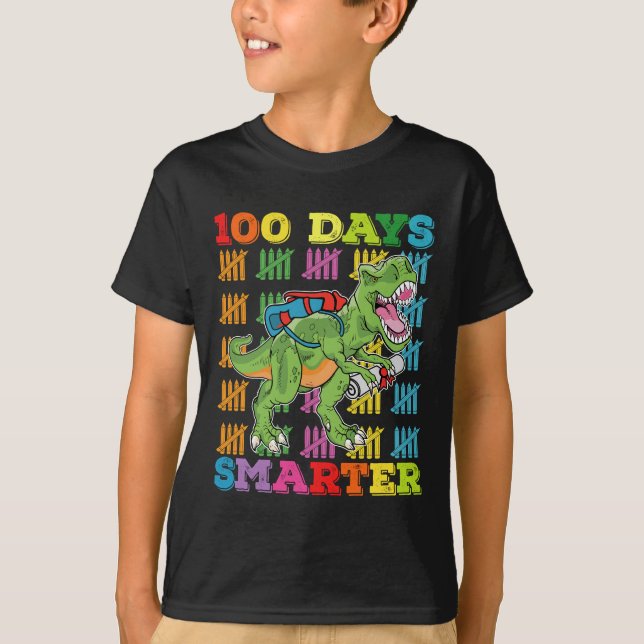 T-shirt 100 Jours Smarter T Rex Dinosaur 100e Jour École (Devant)