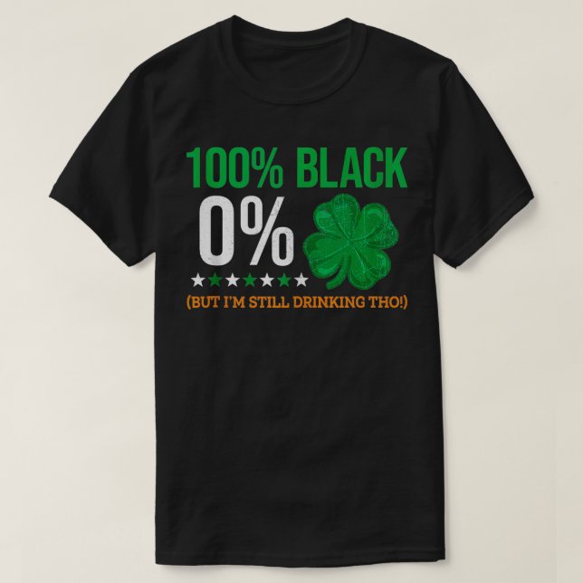 T-shirt 100 Noir 0 Shamrock Irlandais Saint Patricks Day C (Design devant)