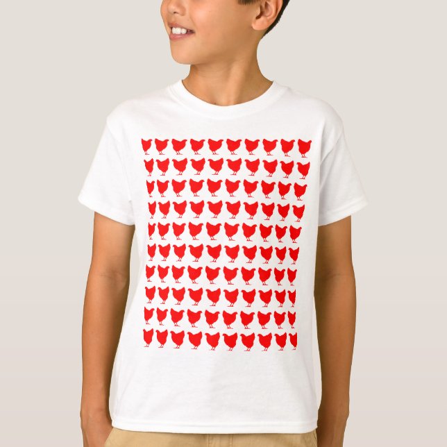 T-shirt 100 poulets - Rouge (Devant)