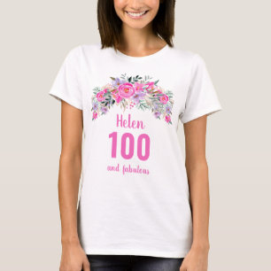 T-shirt 100e anniversaire nom floral rose