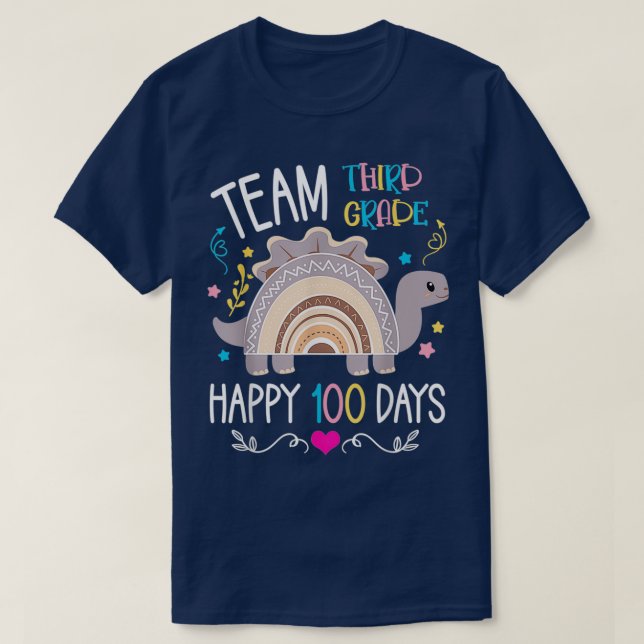 T-shirt 100e Jour De L'École 100 Jours De 3e Année Arc-en- (Design devant)