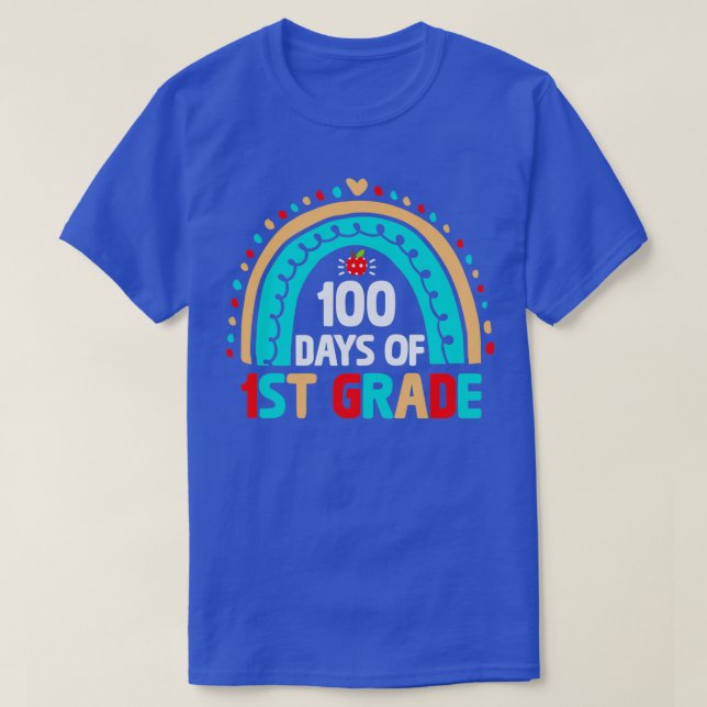 T-shirt 100e jour de l'école 1ère année enseignant Arc en  (Design devant)